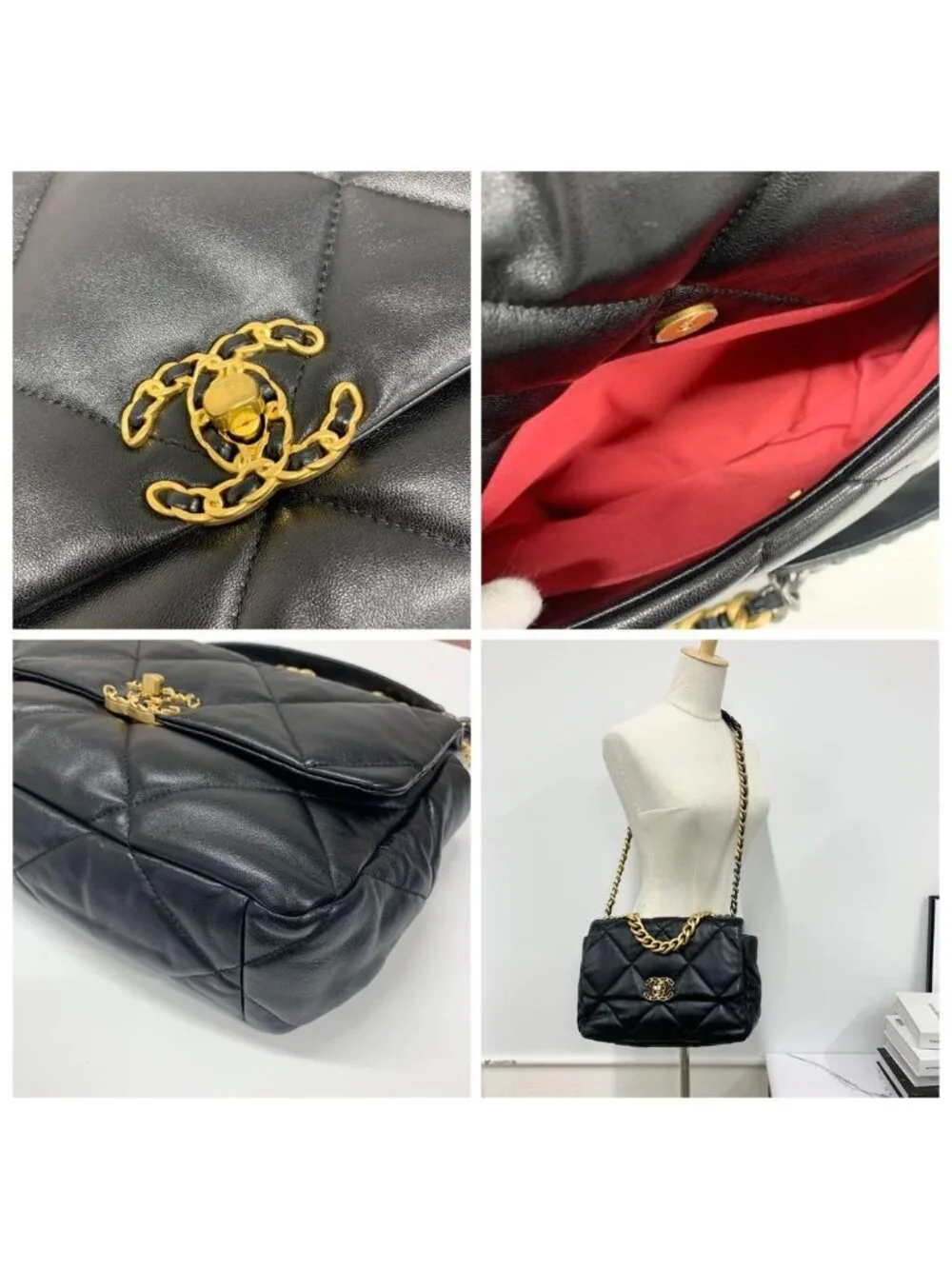 Chanel 19 CC Logo Ta on Rock Chain on Shoulder Bag